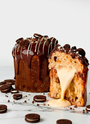 Panettone relleno chocolate blanco + oreo
