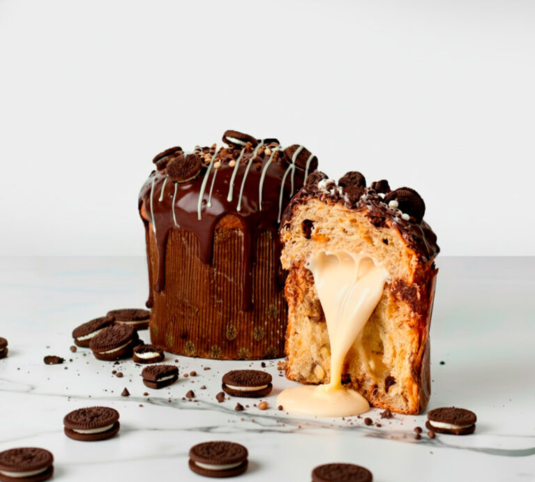 Panettone relleno chocolate blanco + oreo